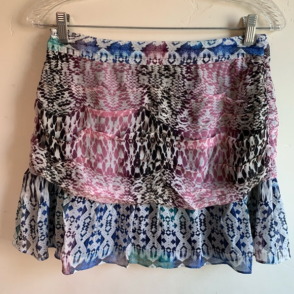 RAMY BROOK Estee 100% silk Flounce Mini Skirt Multi Blush in Size 4 Designer - Picture 5 of 12